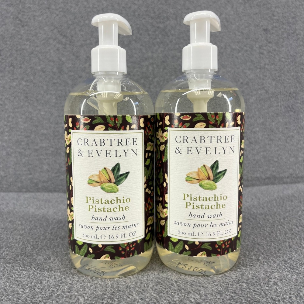 2x Crabtree & Evelyn Pistachio Hand Wash Unisex 16.9 oz Nutty Liquid Soap